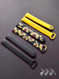 Комплект силиконовых ремешков MRK для фитнеса браслета Xiaomi Mi Band 8/9 Sunflower Set с металлическим креплением (три ремешка) + три металлические кнопки