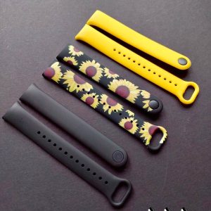 Комплект силиконовых ремешков MRK для фитнеса браслета Xiaomi Mi Band 8/9 Sunflower Set с металлическим креплением (три ремешка) + три металлические кнопки
