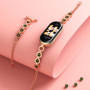 Ремешок металлический Mi Jobs Elegant Bracelet для Xiaomi Mi Band 8/9/10 Rose Gold + Marine Green