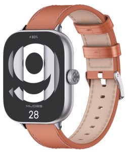 Ремешок кожаный Mi Jobs с металлическим креплением для фитнес браслета Mi Smart Band 8 Pro/9Pro/ Xiaomi Redmi Watch 4/5  Light Brown + Silver