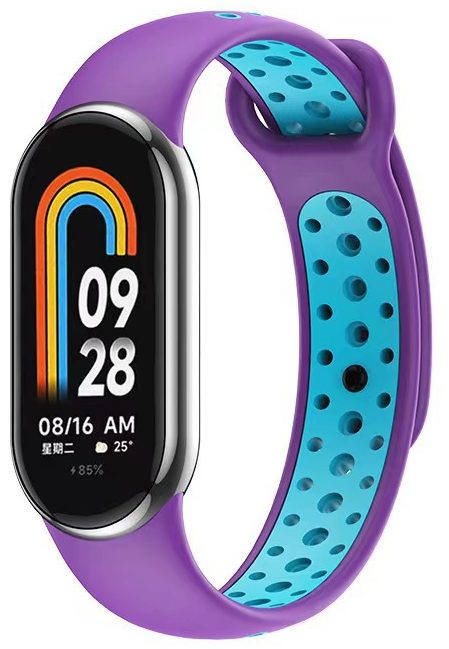 Ремешок силиконовый MRK для фитнес браслета Xiaomi Mi Band 8/9/10 Nike Style Purple and Blue
