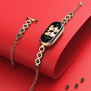 Ремешок металлический Mi Jobs Elegant Bracelet для Xiaomi Mi Band 8/9/10 Antic Gold + Marine Green