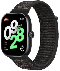 Ремешок нейлоновый MRK для фитнес браслета Mi Smart Band 8 Pro/9Pro/ Xiaomi Redmi Watch 4/5 Черный меланж