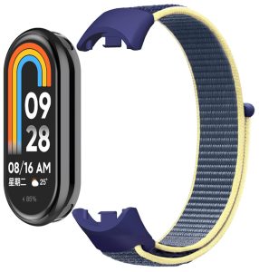Ремешок нейлоновый MRK для фитнес браслета Xiaomi Mi Band 10/9/8 темно-синий с желтым