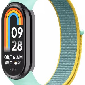 Ремешок нейлоновый MRK для фитнес браслета Xiaomi Mi Band 10/9/8 бирюзовый с желтым