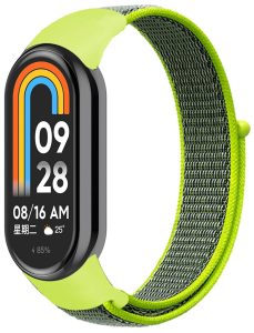 Ремешок нейлоновый MRK для фитнес браслета Xiaomi Mi Band 10/9/8 лаймовый с серым