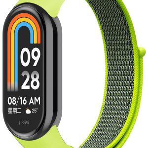 Ремешок нейлоновый MRK для фитнес браслета Xiaomi Mi Band 10/9/8 лаймовый с серым