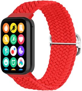 Ремешок тканевый MRK Braided Loop для фитнес браслета Mi Smart Band 8 Pro/9Pro/ Xiaomi Redmi Watch 4/5 с металичеким регулятором длины Red