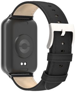 Ремешок кожаный Mi Jobs Elegance с металлическим креплением для фитнес браслета Mi Smart Band 8 Pro/9Pro/ Xiaomi Redmi Watch 4/5 Black + Silver