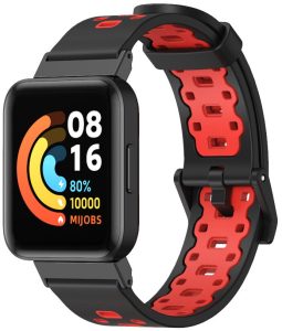 Ремешок силиконовый Mi Jobs Sport Style для фитнес браслета Xiaomi Redmi Watch 3 Active черный с красным