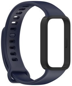 Ремешок силиконовый MRK для фитнес браслета Mi Smart Band 9 Active Royal Blue + Black (62)
