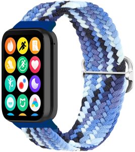 Ремешок тканевый MRK Braided Loop для фитнес браслета Mi Smart Band 8 Pro/9Pro/ Xiaomi Redmi Watch 4/5 с металичеким регулятором длины Blue Melange