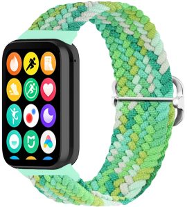 Ремешок тканевый MRK Braided Loop для фитнес браслета Mi Smart Band 8 Pro/9Pro/ Xiaomi Redmi Watch 4/5 с металичеким регулятором длины Green Melange