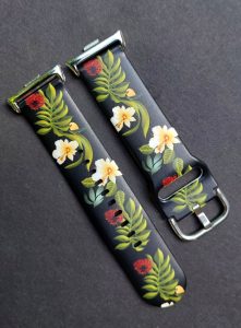 Ремешок силиконовый MRK Beau Flowers с металлическим креплением для фитнес браслета Mi Smart Band 8 Pro/9Pro/ Xiaomi Redmi Watch 4/5 с металической застежкой Черный