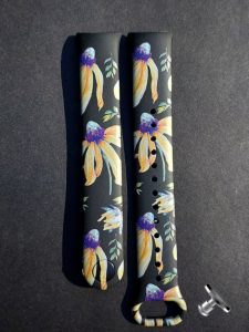 Силиконовый ремешок с рисунком Yellow Flowers, c металическим креплением, для фитнеса браслета Xiaomi Mi Band 8/9/10 + металическа кнопка