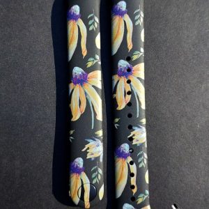 Силиконовый ремешок с рисунком Yellow Flowers, c металическим креплением, для фитнеса браслета Xiaomi Mi Band 8/9/10 + металическа кнопка