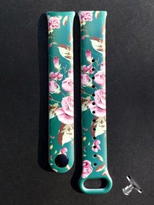 Силиконовый ремешок с рисунком Pink Roses, c металическим креплением, для фитнеса браслета Xiaomi Mi Band 8/9/10 + металическа кнопка
