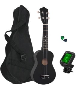 Комплект Укулеле сопрано 21" + Чехол + Тюнер + два медиатора (Гавайская гитара) HM100-GB Черный