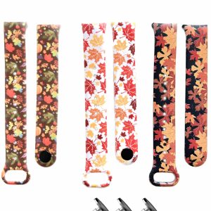 Комплект силиконовых ремешков с рисунком Autumn Vibe, c металическим креплением, для фитнеса браслета Xiaomi Mi Band 8/9/10 + 3 металических кнопки