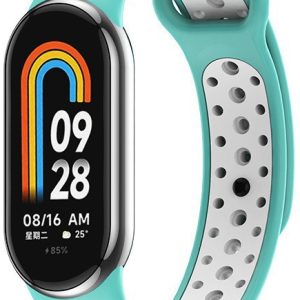 Ремешок силиконовый MRK для фитнес браслета Xiaomi Mi Band 8/9/10 Nike Style Tourquise + White