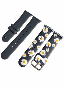 Комплект силиконовых ремешков MRK Camomiles с металлическим креплением для фитнес браслета Mi Smart Band 8 Pro/9Pro/ Xiaomi Redmi Watch 4/5 (два ремешка) Black and White