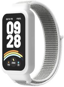 Ремешок тканевый Nylon MRK для фитнес браслета Mi Smart Band 9 Active White and Gray