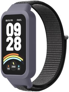 Ремешок тканевый Nylon MRK для фитнес браслета Mi Smart Band 9 Active Gray and Black
