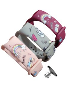 Комплект силиконовых ремешков MRK Happiness для фитнеса браслета Xiaomi Mi Band 3/4 Browny (три ремешка) + металлическая кнопка