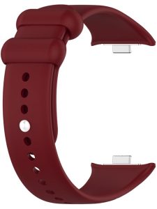 Ремешок силиконовый MRK для Mi Band 8 Pro/9Pro - Xiaomi Redmi Watch 4/5 с металлическим креплением и металической кнопкой Marsala