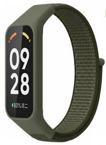 Нейлоновый ремешок MRK с застежкой на липучке для Mi Smart Band 8 Active/ Redmi Smart Band 2 Dark Green