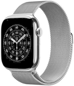 Ремешок металлический Milanese Loop для Apple Watch 2/3/4/4/5/6/7/8/9/9/SE 38/40/41мм на магнитной застежке Silver