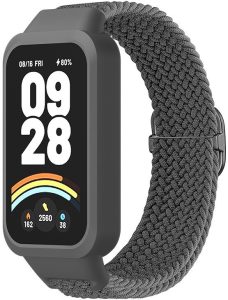 Ремешок тканевый MRK Braided Loop для фитнес браслета Mi Smart Band 9 Active с металическим регулятором длины Charcoal Gray