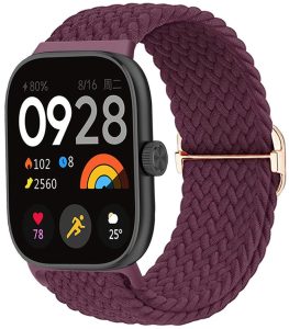 Ремешок тканевый MRK Braided Loop для фитнес браслета Mi Smart Band 8 Pro/9Pro/ Xiaomi Redmi Watch 4/5 с металичеким регулятором длины Marsala