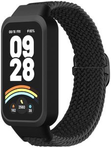 Ремешок тканевый MRK Braided Loop для фитнес браслета Mi Smart Band 9 Active с металическим регулятором длины Black