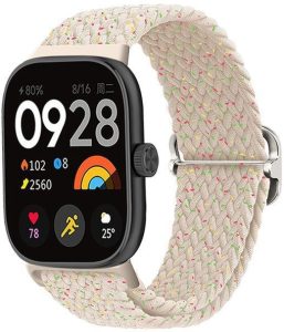 Ремешок тканевый MRK Braided Loop для фитнес браслета Mi Smart Band 8 Pro/9Pro/ Xiaomi Redmi Watch 4/5 с металичеким регулятором длины Milk and Rainbow