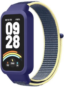 Ремешок тканевый Nylon MRK для фитнес браслета Mi Smart Band 9 Active Dark Blue and Yellow
