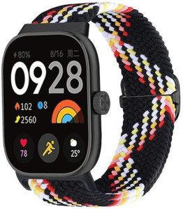 Ремешок тканевый MRK Braided Loop для фитнес браслета Mi Smart Band 8 Pro/9Pro/ Xiaomi Redmi Watch 4/5 с металичеким регулятором длины Black and Multicolor
