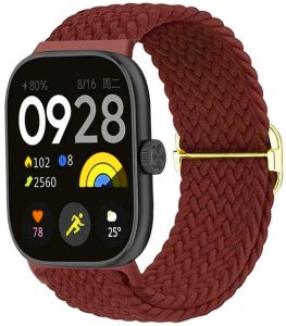 Ремешок тканевый MRK Braided Loop для фитнес браслета Mi Smart Band 8 Pro/9Pro/ Xiaomi Redmi Watch 4/5 с металичеким регулятором длины Burgundy