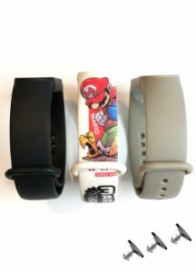 Комплект силиконовых ремешков Mario для фитнеса браслета Xiaomi Mi Band 5/6/7 (три ремешка) + 3 металлические кнопки