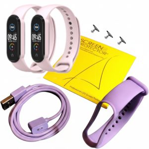 Комплект силиконовый ремешок 3 шт + зарядный кабель + защитное стекло Full Set для фитнеса браслета Xiaomi Mi Band 5/6/7 + 3 металлические кнопки Light Purple and Pink – фото, отзывы, характеристики в интернет-магазине MoreKitov МореКитов от продавца: MRK МРК| Купить в Украине: Киеве, Харькове, Львове