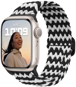 Ремешок нейлоновый MRK Ribbed с металлическим регулятором длины для Apple Watch 42/44/45/49мм Black and Antique White