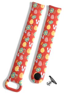 Силиконовый ремешок с рисунком Happy Easter для фитнес браслета Xiaomi Mi Band 8/9/10 с металлическим креплением Red + металическая кнопка