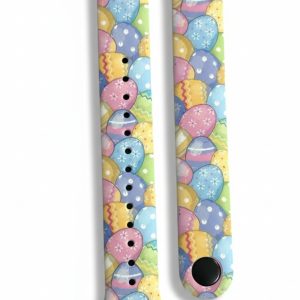 Силиконовый ремешок с рисунком Happy Easter для фитнес браслета Xiaomi Mi Band 8/9/10 с металлическим креплением + металическая кнопка