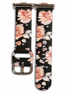 Ремешок силиконовый MRK Beau Roses для Mi Band 8 Pro/9Pro - Xiaomi Redmi Watch 4/5 с металлическим креплением и металической застежкой Black