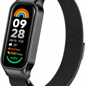 Металличекий ремешок миланское плетение MRK Milano с магнитной застежкой для Mi Smart Band 8 Active/ Redmi Smart Band 2 Black