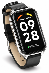 Кожаный ремешок Mi Jobs с металлической капсулой для Mi Smart Band 9 Active Black and Silver