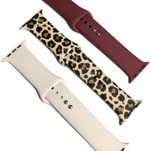 Комплект силиконовых ремешков для Apple Watch 2/3/4/4/5/6/7/8/9/9/SE, 42/44/45мм (три ремешка) Leopard Beige, Burgundy, Light Pink – фото, отзывы, характеристики в интернет-магазине MoreKitov МореКитов от продавца: MRK МРК| Купить в Украине: Киеве, Харькове, Львове