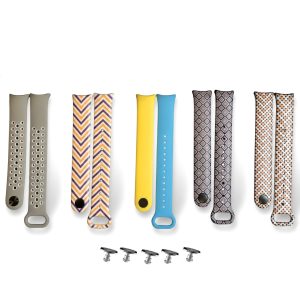 Комплект силиконовых ремешков FivePatterns для фитнес браслета Xiaomi Mi Band 8/9/10 с металлическим креплением (5 ремешков + 5 металических кнопок)