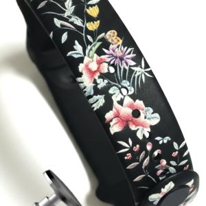 Силиконовый ремешок MRK с рисунком Flowers Beau для фитнес браслета Xiaomi Mi Band 4/3 Black + металическая кнопка