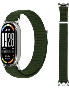 Ремешок тканевый MRK Nylon для Xiaomi Mi Band 8/9/10 с металическим креплением и застежкой на липучке Dark Green